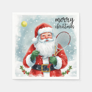 Tennis Christmas with tennis ball Santa Claus Napkins