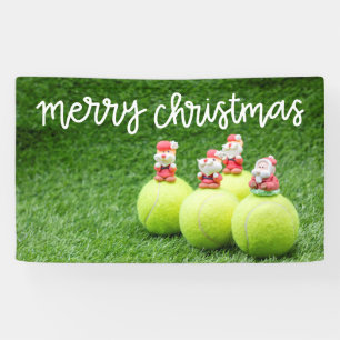 Tennis Christmas with tennis ball with Santa Claus Banner