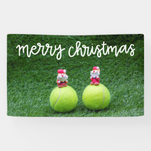 Tennis Christmas with tennis ball with Santa Claus Banner
