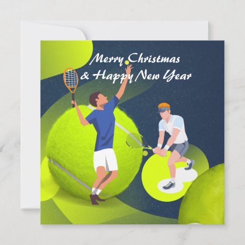 Tennis Christmas with Tennis Player  Holiday Card