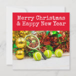 Tennis Christmas with tennis themed  Holiday Card<br><div class="desc">Tennis Christmas with tennis themed Holiday Card</div>