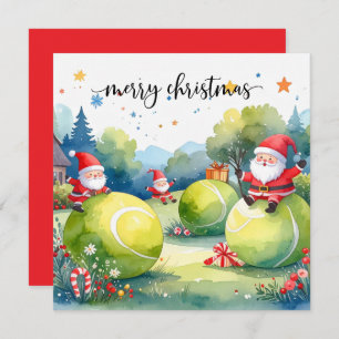 Tennis Christmas with tennis themed Holiday Card