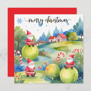 Tennis Christmas with tennis themed Holiday Card