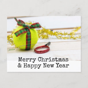 Tennis Christmas with tennis themed Holiday Postcard