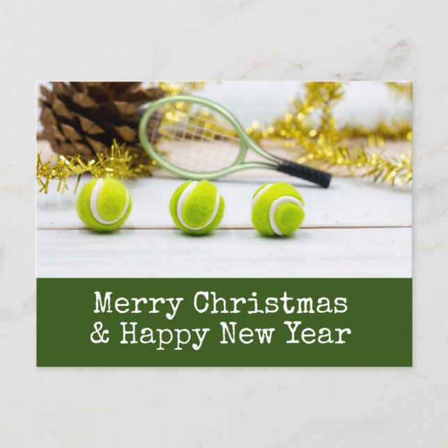 Tennis Christmas with tennis themed  Holiday Postcard (Front)