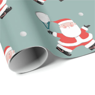 Christmas tennis wrapping paper featuring Santa Playing Tennis. Wrapping  Paper – TaraBergDesign