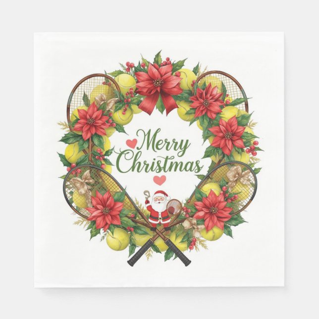 Tennis Christmas wreath for Christmas Party  Napkins (Front)