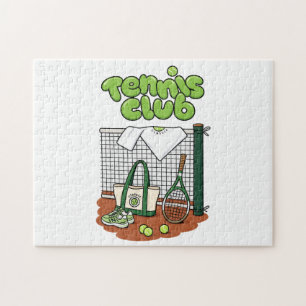 Tennis Club Classic Sports Graphic – Green Tennis Jigsaw Puzzle