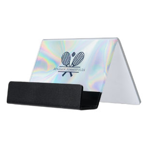 Tennis Club Coach Iridescent Sport Custom Desk Business Card Holder