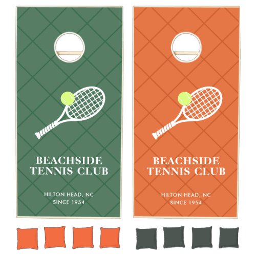 Tennis Club Custom Racket Ball Clay Court Colors Cornhole Set