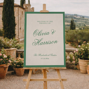 Tennis Club Green Preppy Garden Wedding Welcome Foam Board