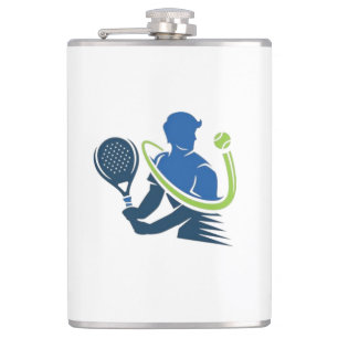 Tennis Club Logo -  Dynamic Action, Sporty Style Flask