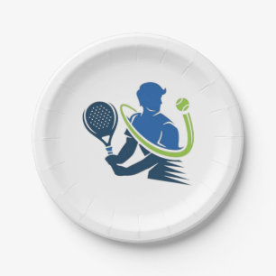 Tennis Club Logo - Dynamic Action, Sporty Style Paper Plates