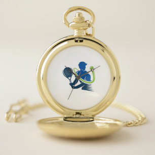 Tennis Club Logo - Dynamic Action, Sporty Style Pocket Watch