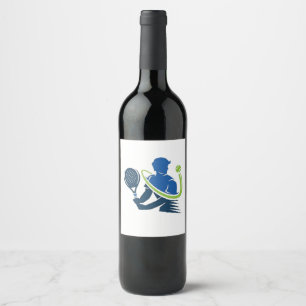 Tennis Club Logo - Dynamic Action, Sporty Style Wine Label