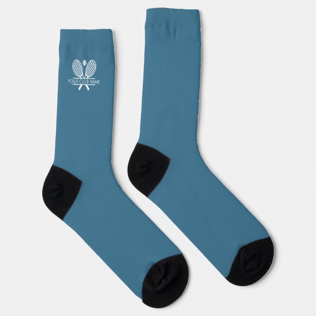 Tennis Club Name Logo Blue Custom Players Socks (Right)