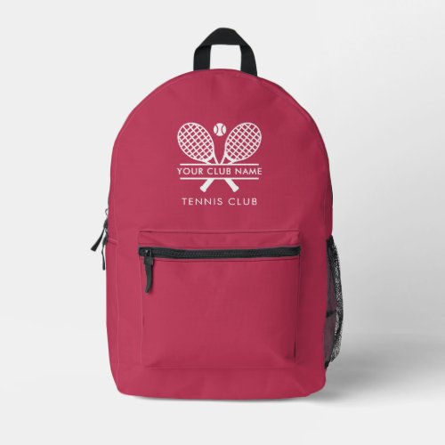 Tennis Club Name Sports Team Swag Custom Printed Backpack