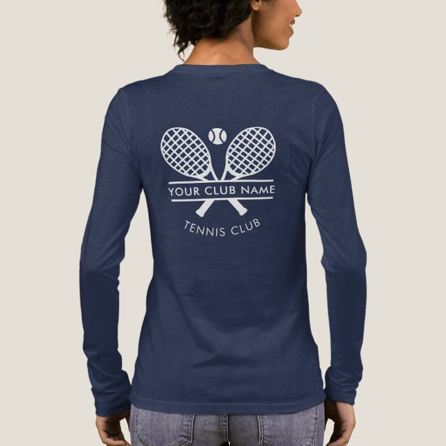 Tennis Club Name Team Players Swag Rackets Motif Tri-Blend Shirt (Back)