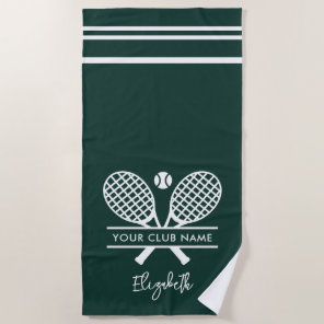 Tennis Club Name Team Swag Green Custom Beach Towel