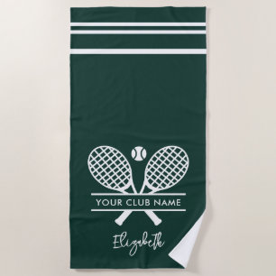 Tennis Club Name Team Swag Green Custom Beach Towel