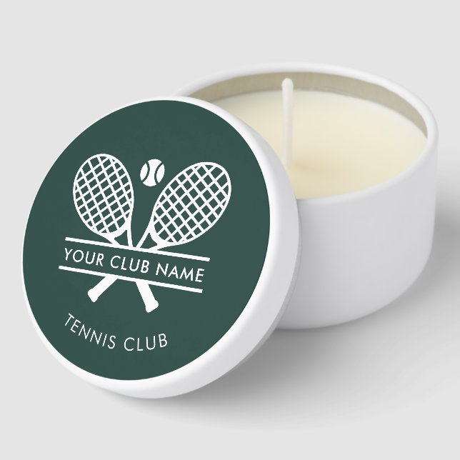 Tennis Club Name Team Swag Green Custom Mini Candle Favors (Corner)