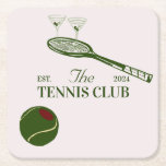 tennis club themed party  square paper coaster<br><div class="desc">Serve up a stylish ace at your tennis club-themed party with our Tennis Club Party Napkin. Designed to complement the sporty and vibrant atmosphere, these napkins add a touch of flair to your celebration. In a tennis-inspired design, the napkin features rackets, tennis balls, and a dynamic pattern that captures the...</div>