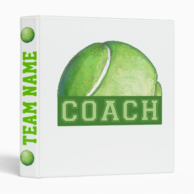 Tennis Coach 3 Ring Binder (Front/Spine)
