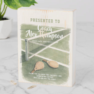 Tennis Coach Appreciation Thank You Award Wooden Box Sign