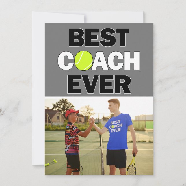 Tennis Coach Best Ever Custom Photo Thank You (Front)