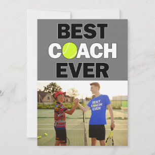 Tennis Coach Best Ever Custom Photo Thank You Card