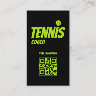 Tennis Coach Black Business Card