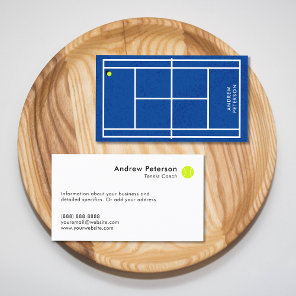 Tennis Coach Blue Court Business Card