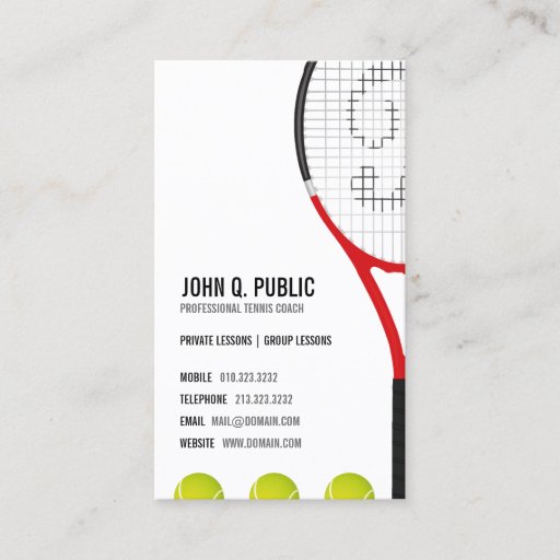 Customizable Tennis Coach Business Cards