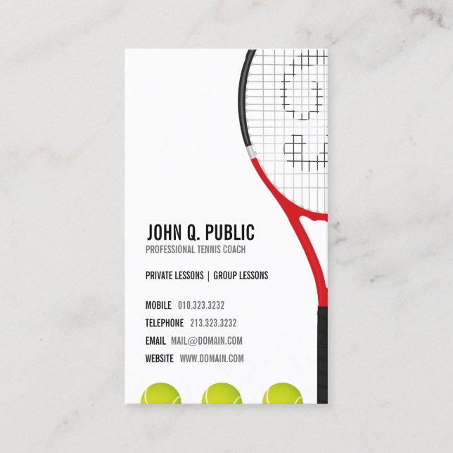 Tennis Coach Business Card (Front)