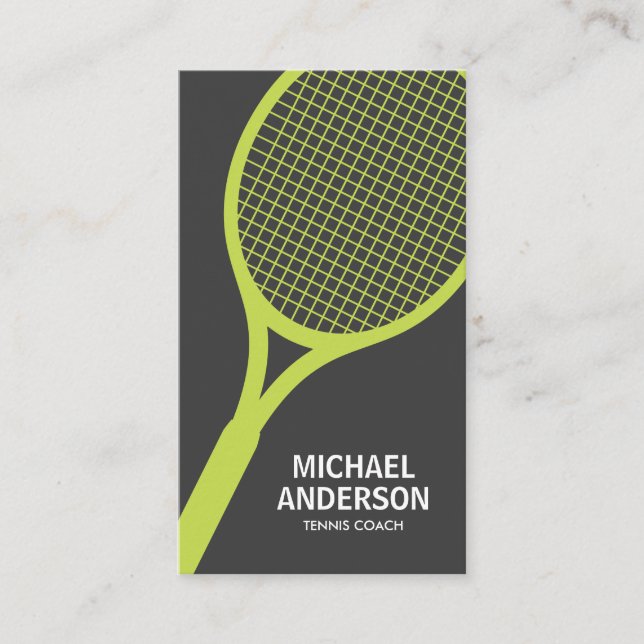 Tennis coach business card - gray, modern, minimal (Front)