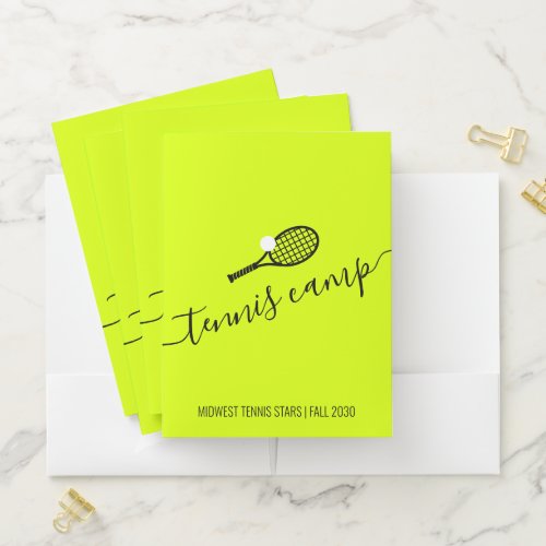 Tennis Coach Camp Club Information Custom Pocket Folder