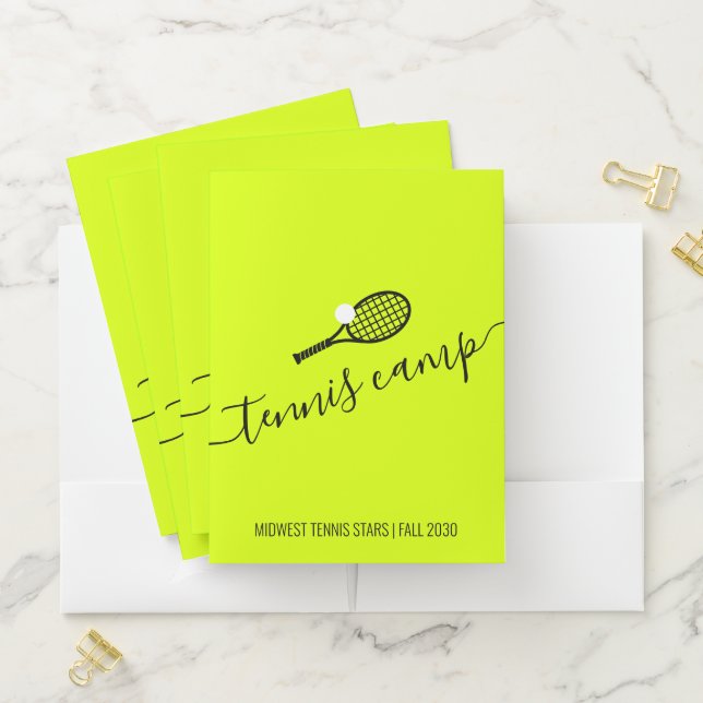 Tennis Coach Camp Club Information Custom Pocket Folder (In Situ)