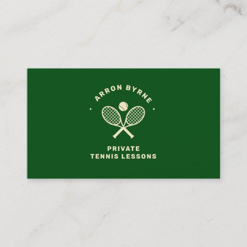 Tennis Coach  Crossed Rackets Green  Business Card