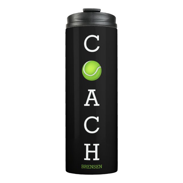 Tennis Coach Custom Name Thermal Tumbler (Front)