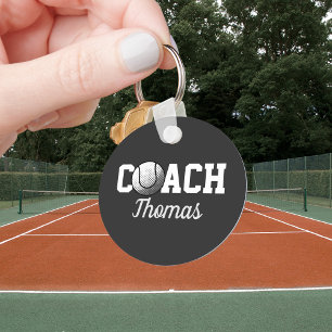 Tennis Coach Custom Name Typography Personalized Keychain
