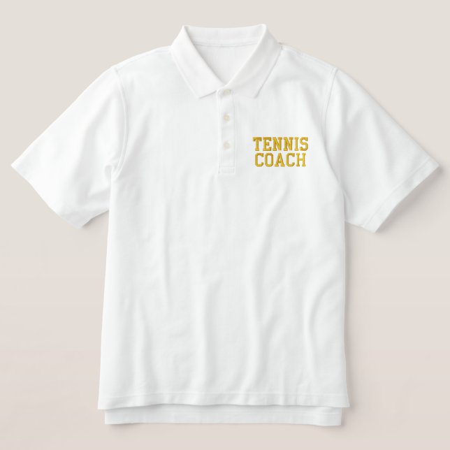 TENNIS COACH EMBROIDERED POLO SHIRT (Design Front)