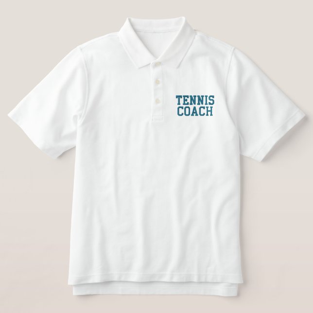 TENNIS COACH EMBROIDERED POLO SHIRT (Design Front)