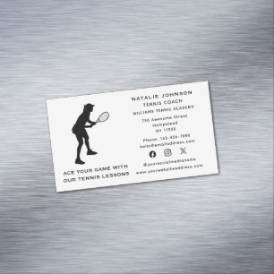 Tennis Coach Female Instructor Sports Social Media Business Card Magnet