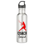 Tennis Coach Gift Steel Water Bottle With Loop Cap at Zazzle