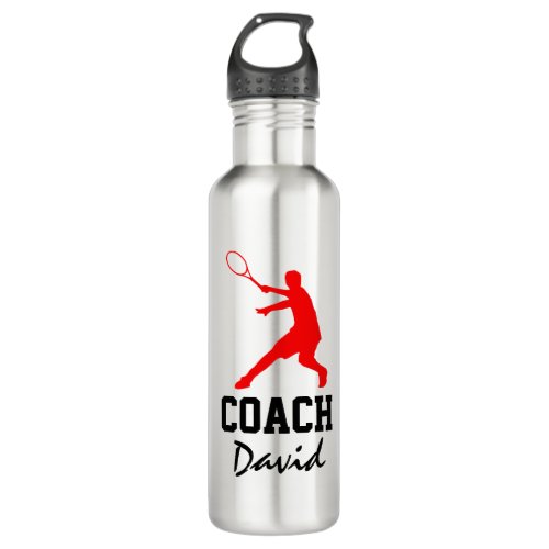 Tennis coach gift steel water bottle with loop cap
