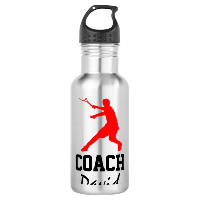 Tennis coach gift steel water bottle with loop cap (Front)