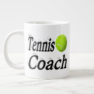Tennis Coach half text  Giant Coffee Mug