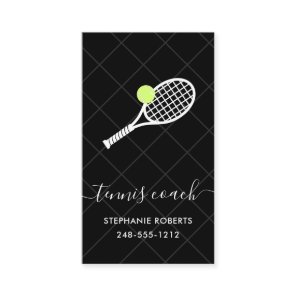 Tennis Coach Instructor Chic Modern Elegant Business Card