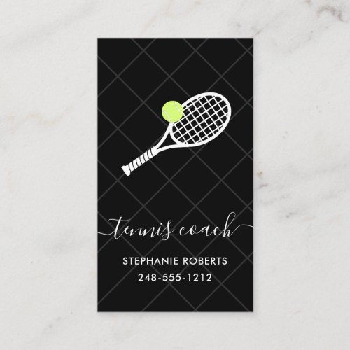 Tennis Coach Instructor Chic Modern Elegant Business Card