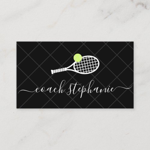 Tennis Coach Instructor Custom Modern Elegant Business Card